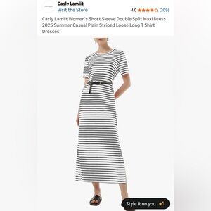 Black & White Striped Short Sleeve Maxi Dress